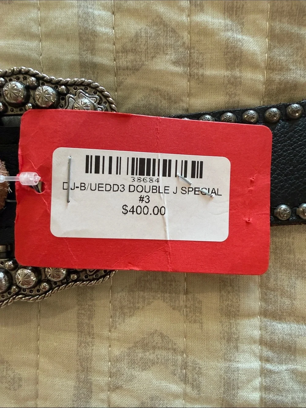 Double J Saddlery Studded Western Belt with Ornate Silver Buckle